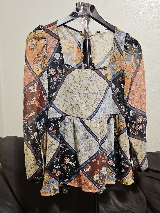 American Eagle Outfitters Tops - American Eagle Outfitters Multicolor Patchwork Floral Peasant Top